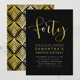 Invitation Elégant Gold Foil 40e anniversaire de fête Invitat