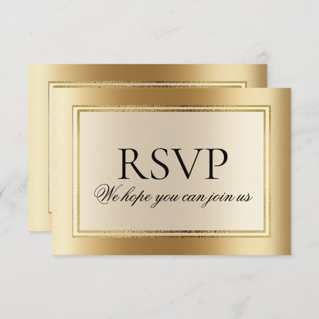 Invitation Elegant Gold Mariage Website RSVP (Devant / Derrière)