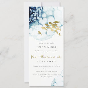 INVITATION ELÉGANT GOLD NAVY SOUS-MARINE POISSON DE MER VOW R