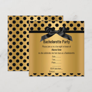 INVITATION ÉLÉGANT GOLD NOIR SPOT BACHELORETTE PARTY