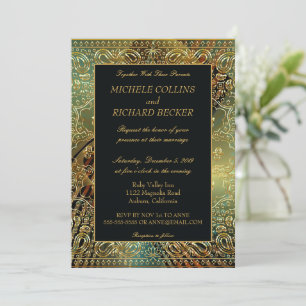 Invitation Elégant Gold Paisley