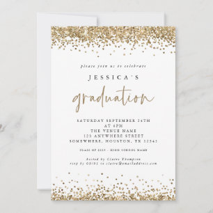 Invitation Elégant Gold Parties scintillant 2024 Graduation W