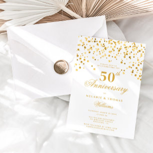Invitation Elégant Gold Photo 50e anniversaire de Mariage