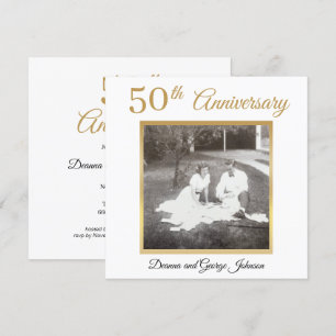 Invitation Elégant Gold Photo 50e anniversaire de Mariage