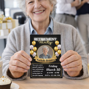 Invitation Elegant Gold Photo bannière Parti de retraite