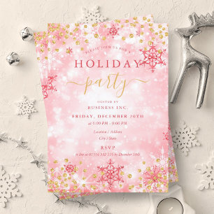 Invitation Elégant Gold Red Xmas Winter Company