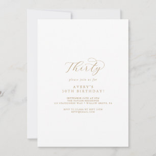 Invitation Élégant Gold Script 30e fête d'anniversaire