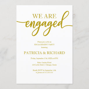 Invitation Elegant Gold Script Engagement Party