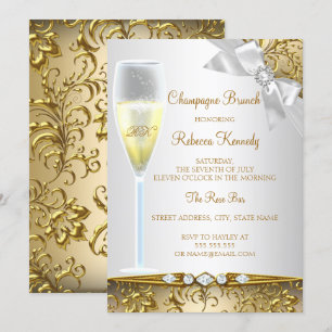 Invitation Elégant Gold Silver White Champagne Brunch