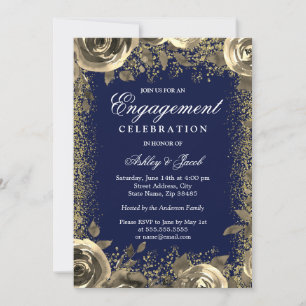Invitation Elegant Gold Sparkle Parties scintillant d'engagem