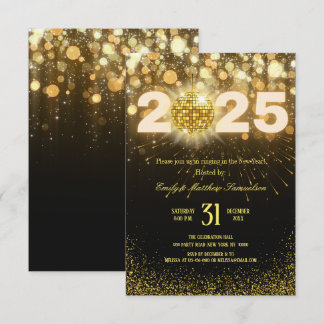 Invitation Elegant Gold Sparkles | New Years Eve Party