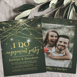 Invitation Élégant Gold String Lights I DO Engagement Party