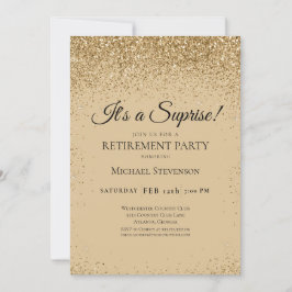 Invitation Elegant Gold Surprise Retraite Party