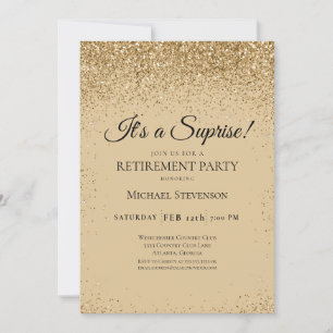 Invitation Elegant Gold Surprise Retraite Party