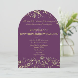 Invitation Elégant Gold Swirls Purple ou toute couleur