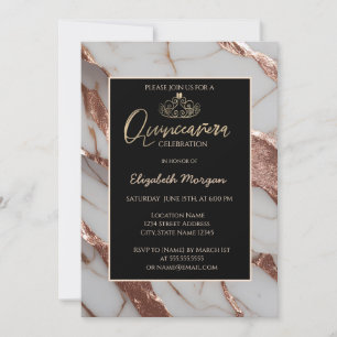 Invitation Elégant Gold Tiara, Parties scintillant en cuivre 
