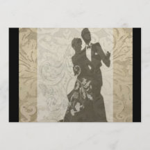 Invitation Elegant Gold Vintage Mariage damassé