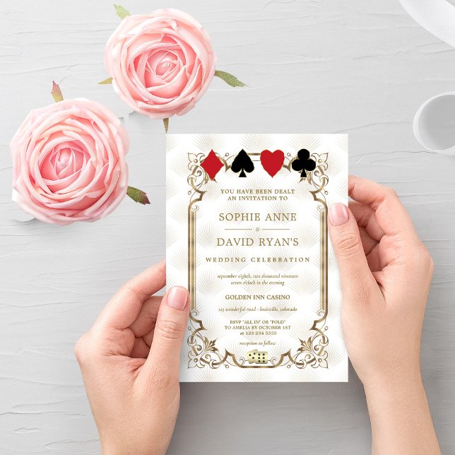 Invitation Elegant Gold White Casino Las Vegas Poker Mariage (Créateur téléchargé)