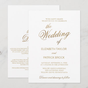 Invitation Elégant Golden Calligraphy Détails sur le Mariage 