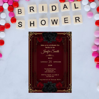Invitation Elegant Gothic Dark Romance Bridal Shower