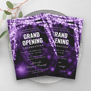 Invitation Élégant Grand Ouverture Affaires Lumières violette