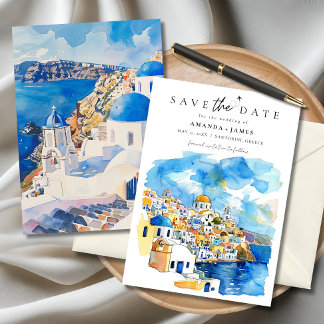 Invitation Elégant Grèce Destination Mariage Enregistrer la d