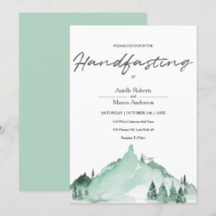 Invitation Elégant Green Forest Mountains Simple Handfasting