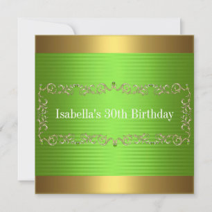 Invitation Elegant Green & Gold Jewel Anniversaire