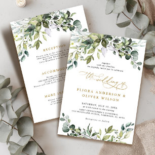 Invitation Elegant Green Rustic Botanical Détails Mariage