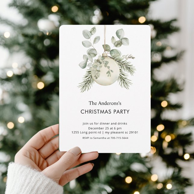 Invitation Elegant Greenery Christmas Party (Créateur téléchargé)