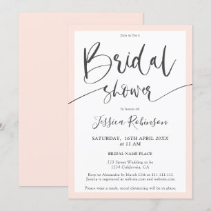 Invitation Élégant gris clair rose script chic douche nuptial