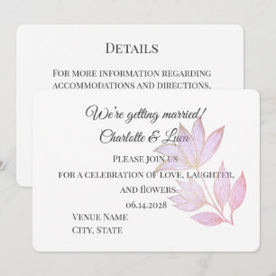 Invitation Élégant gris rose poudré floral dessiné à la main