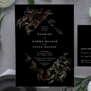 Invitation Elegant Hand Drawn Botanical Wedding