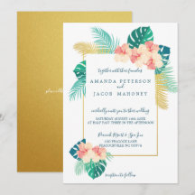 Elégant Hibiscus Hawaiian Hibiscus Mariage Invitat