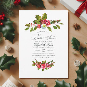 Invitation Elegant Holly et Ivy Fête des mariées de Noël