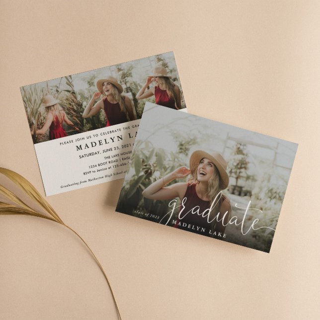 Invitation Elégant Horizontal Four Photo 2023 Graduation Invi (Créateur téléchargé)