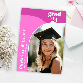 Invitation Élégant Hot Pink Arch Photo Party Graduation