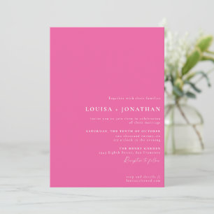 Invitation Élégant Hot Pink tendance Script Minimal Mariage