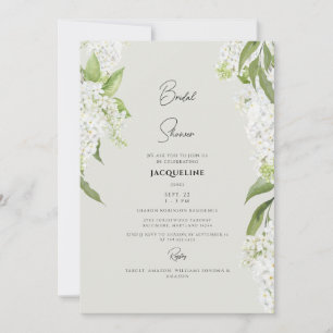 Invitation Élégant Hydrangea Blanche Fête de Mariage Beige