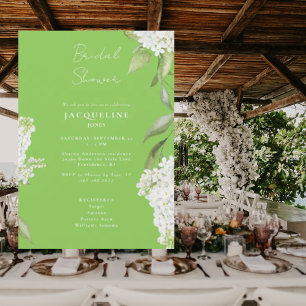 Invitation Élégant Hydrangea Blanche Lavage Vert Citron de Fê