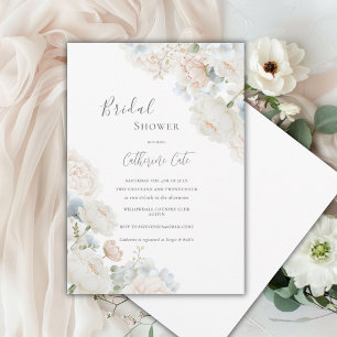 Invitation Élégant Hydrangea Bleu Pivoines Shower de Mariée 