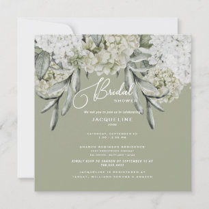 Invitation Élégant Hydrangea Sage Carré Mariage Fête