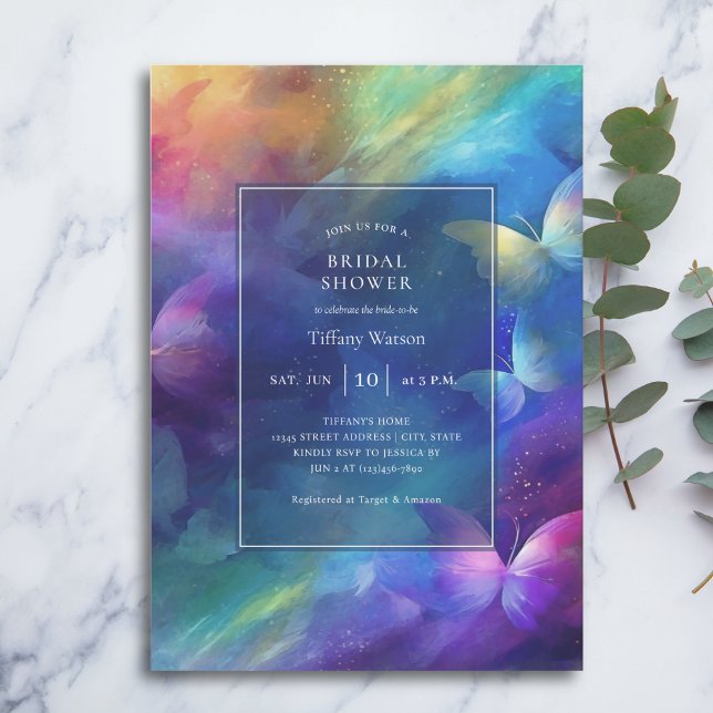 Invitation Élégant, Il Me Donne Fête des mariées Aux Papillon (Créateur téléchargé)