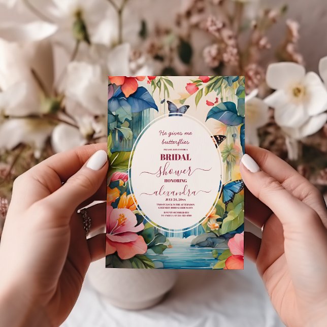 Invitation Élégant, Il Me Donne Fête des mariées Aux Papillon (Créateur téléchargé)
