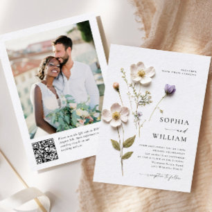Invitation Élégant imprimé Pastel Boho Mariage de fleurs