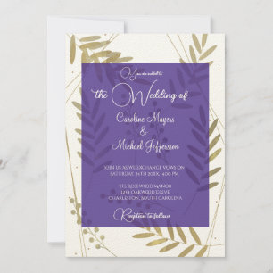 Invitation Elégant intemporel doux or floral Accents
