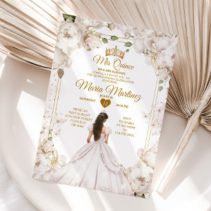 Invitation Elégant ivoire blanc floral espagnol fille Mis Qui