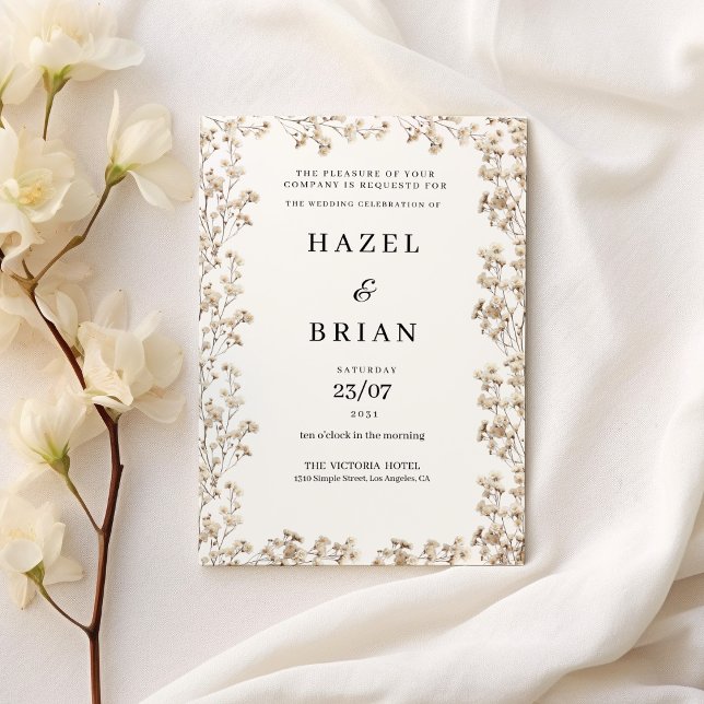 Invitation Élégant ivoire blanc gypsophila Mariage floral (Elegant ivory white gypsophila floral Wedding )