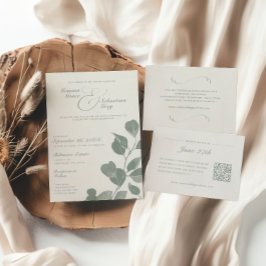 Invitation Élégant ivoire et Mariage botanique d'automne de S