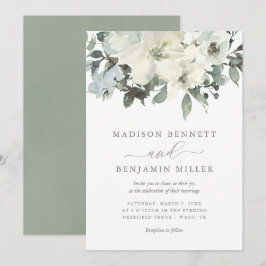 Invitation Élégant ivoire et Mariage de verdure fleurie de Sa